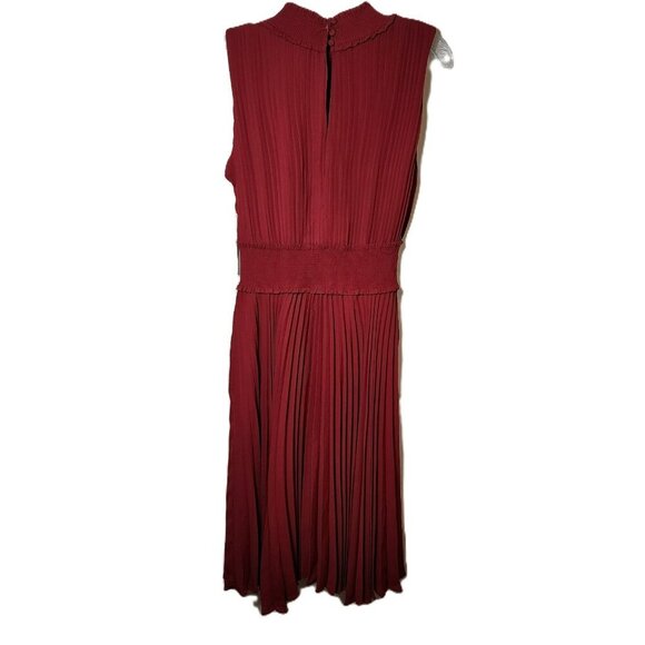 NWT‎ Nanette Lepore Dress Size 6 Moroccan Rose Pleated Midi Sleeveless High Neck - Picture 7 of 16